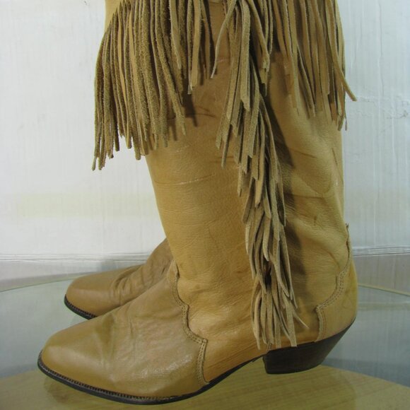 Dingo Women's Vintage Western Boots Tan Brown Fringe Leather Size 7.5 M - Picture 2 of 9